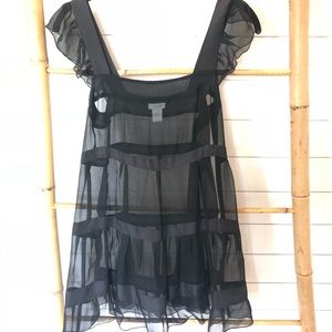 Odille Anthro black sheer tunic